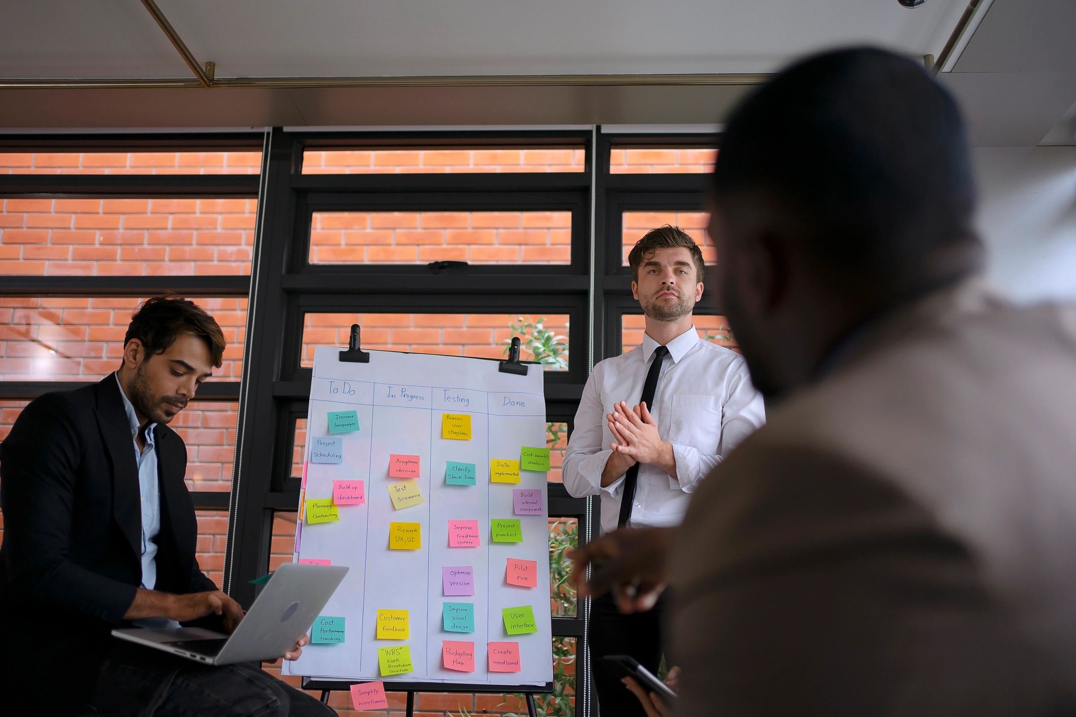 Business leaders in a focused strategy session